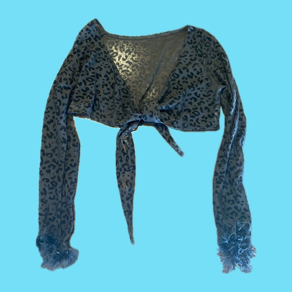 Black sheer shrug with black faux fur rave festival